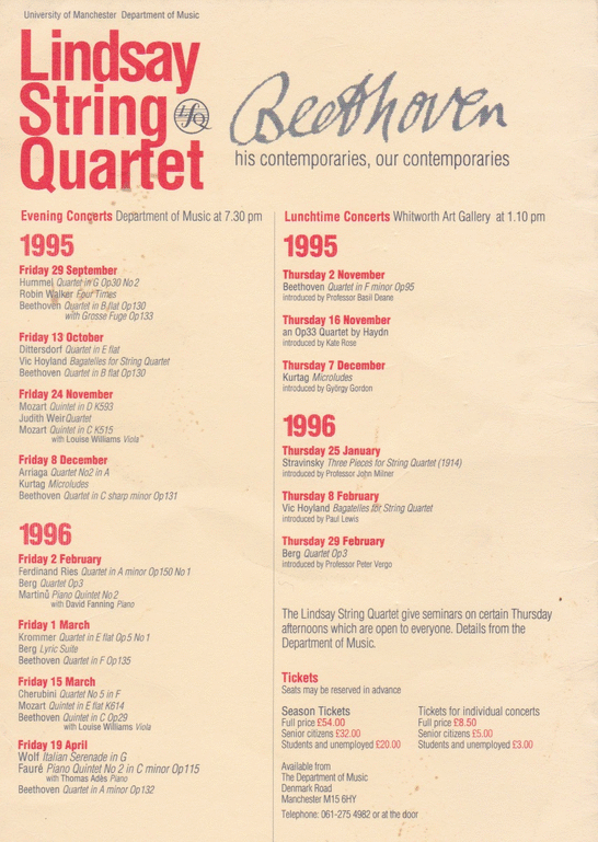 Lindsay String Quartet flyer